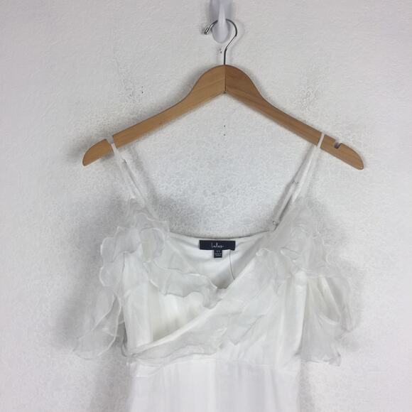 NWT Lulus Radiant in Ruffles White Ruffled Lace Cold Shoulder Maxi Dress XS - Picture 4 of 16